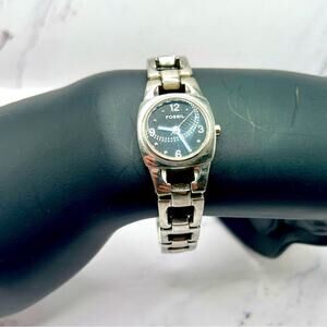 Fossil women’s blue face stainless steel watch